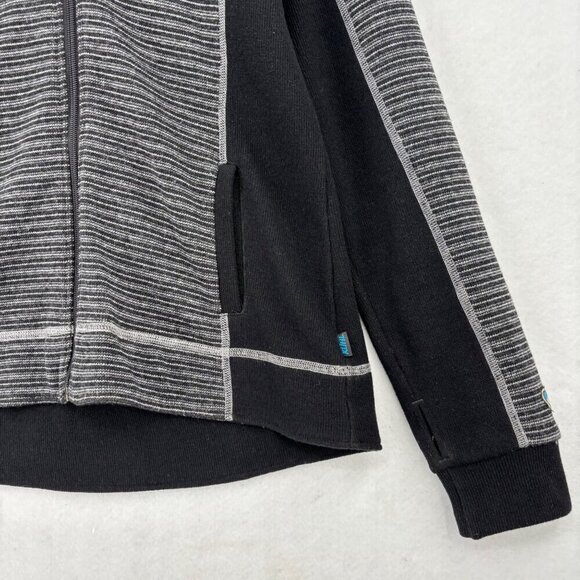 Kuhl Chianti Fleece Wool Blend Hooded Jacket Size L Black Gray Zip Up Hoodie - Picture 3 of 11